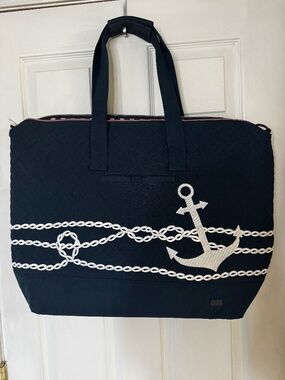 Lug Large Tote Beach Carry-on Bag Apollo-Nautical Navy Anchor Design NWOT